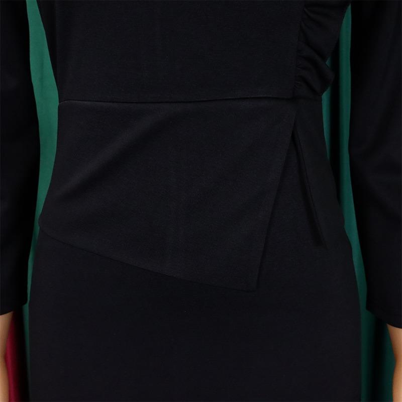 Women Elegant Office Long Sleeve High Waist Solid Bodycon Pencil Midi Dress