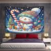 Snowman and Candy Cane Christmas Scene Pattern Wall Hanging Tapestry Decorative Tapestry Home Decor for Bedroom and Living Room