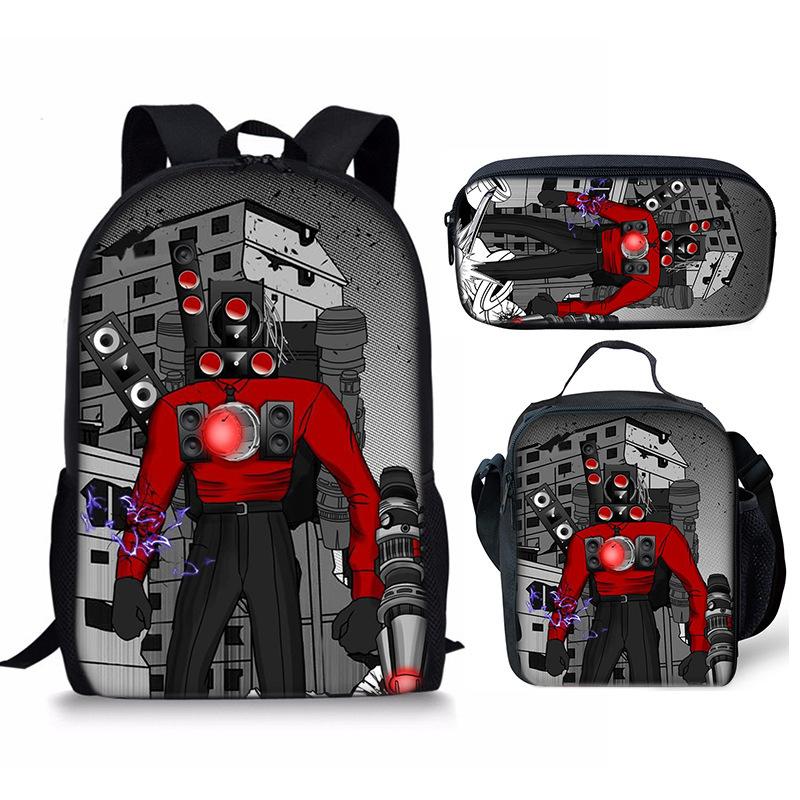Skibidi toiletman schooltas titan monitorman rugzak schoudertas etui driekoppige set