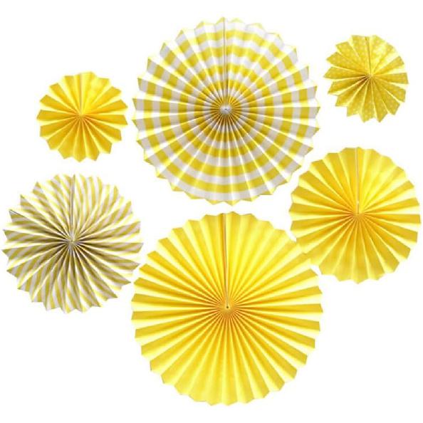 Ruidee 6 PCS Paper Fan Decorations Hanging Paper Fans Decorations with Colorful Paper Fans Rainbow Hanging Paper Fan for Party Decorations Festival