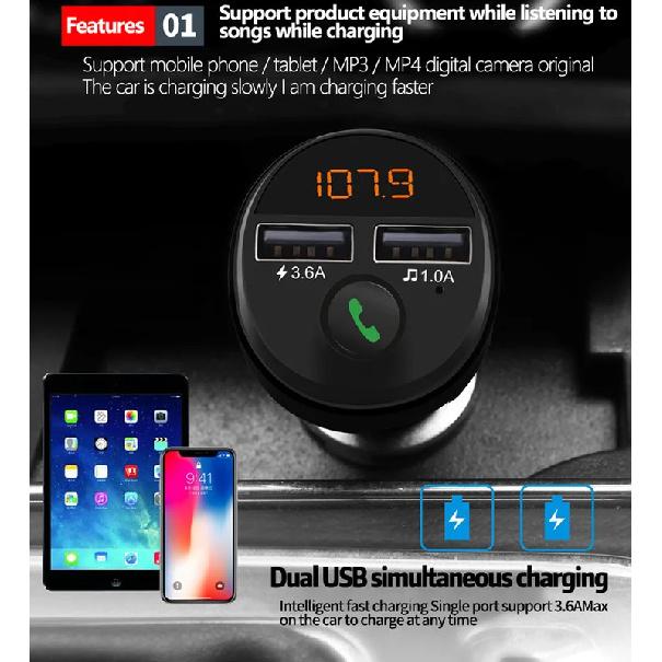 

VR Robot Bluetooth 5.0 Car MP3 Player FM Transmitter Wireless Handsfree Car kit U Disk/TF Card Player Adapter USB Car Charrger