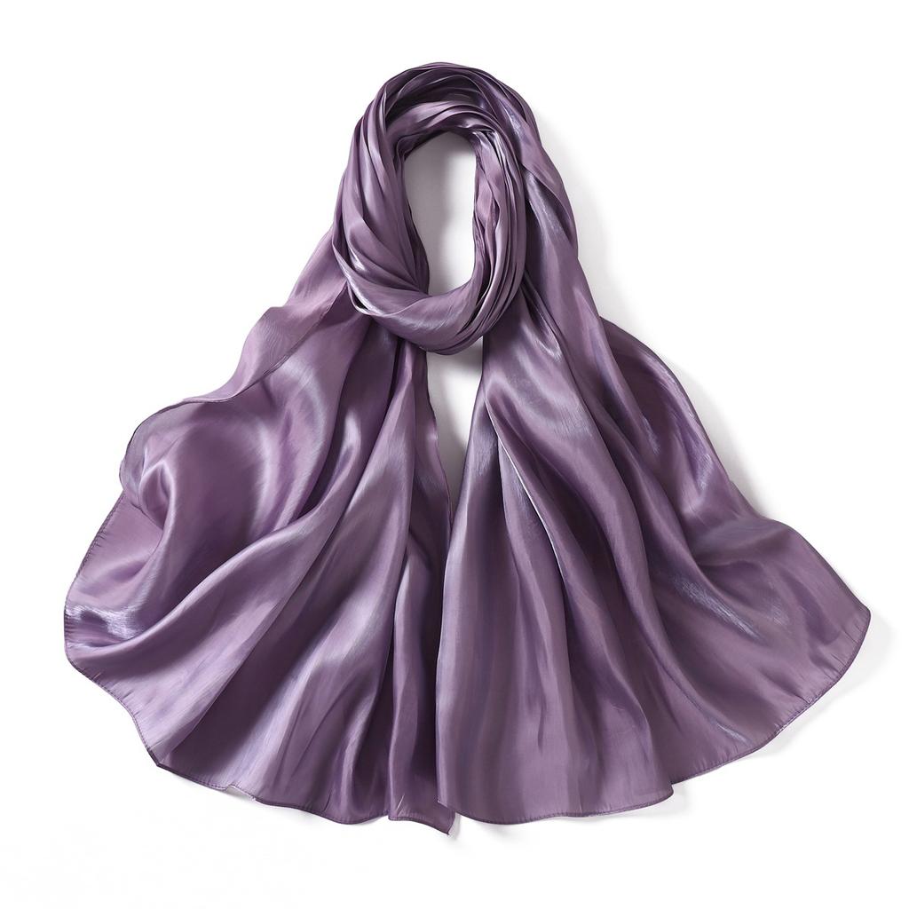 Neuer Sommer Glänzender Satin Damen Schal Mädchen Einfarbig Sonnenschutz Schals Weicher Foulard Schal Lässige Herbst Damen Wickelschals