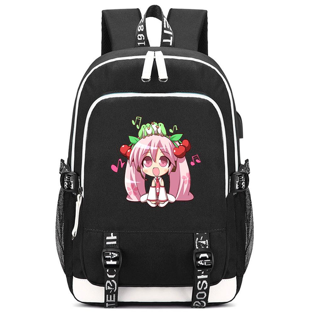 Cute Cartoon Hatsune Miku Printed Backpack Large Capacity Bookbag Student Boy Girl School Bag Outdoor Large Capacity Waterproof Laptop Travel Bag Gift