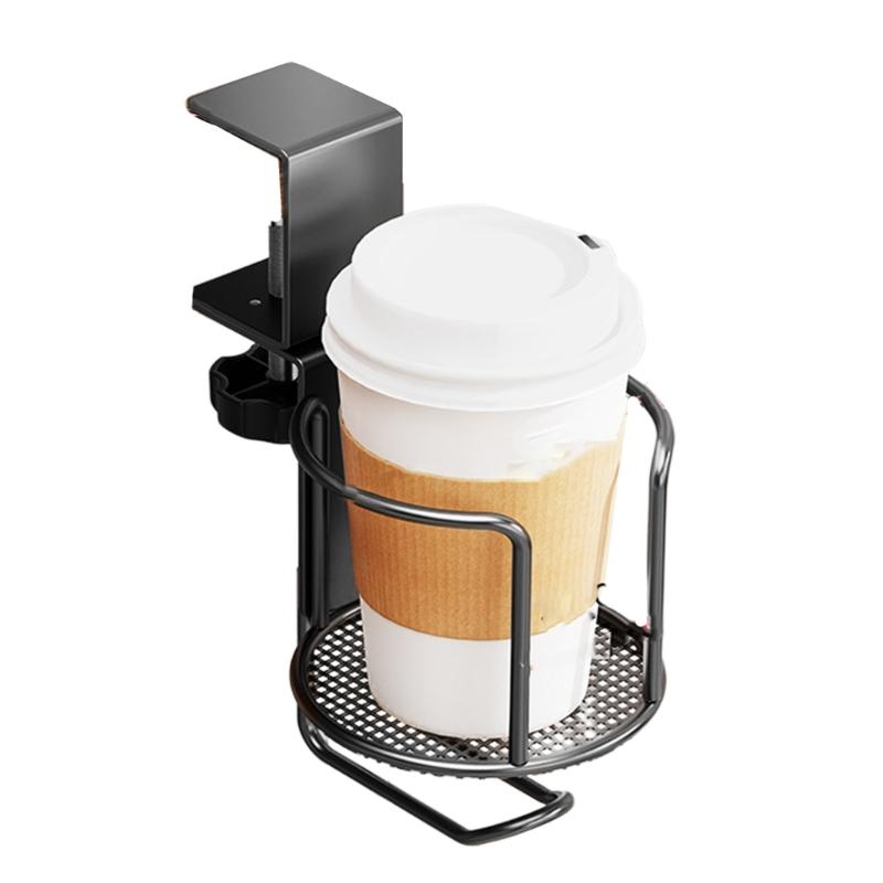 Desk Mounted Cup Holder with Headphone Hook Multifunctional Organizers Table Edge for Home Office Use