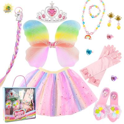 Cross-border Rainbow Sequin Tutu Dress Set with Wings & Fairy Wand for Girls' Playhouse and Performances