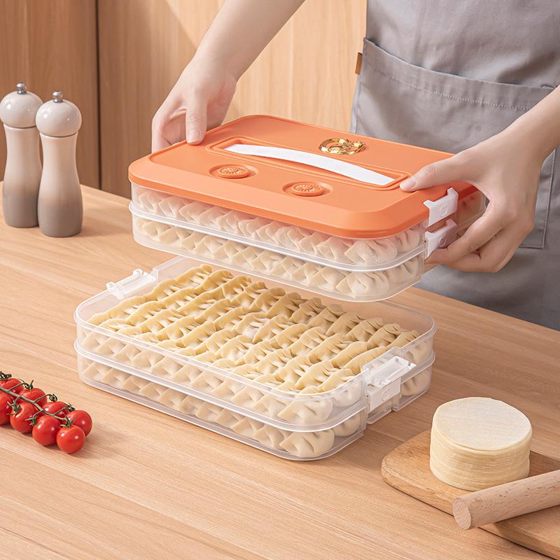 Large Capacity Multi-layer Handheld Transparent Plastic Food Storage Box for Dumplings