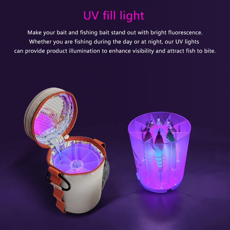Fishing Bags And Boxes Fishing Lure Uv Glow Light Fill Light Usb Port Charging Squid Jig Tackle Box Hard Bait Jig Storage Case