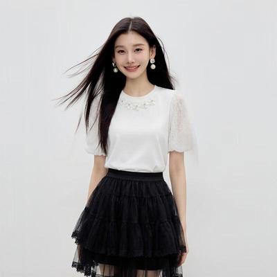 Dam Casual Puffärmad T-shirt