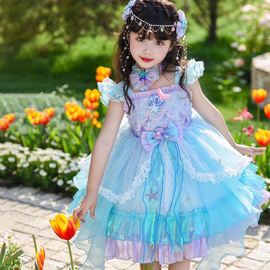 All-Season Mermaid Lolita Princess Dress for Girls - Holiday Gift & Performance Costume