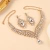 Elegant Rhinestone Teardrop Necklace & Earring Set - Luxury Bridal Jewelry