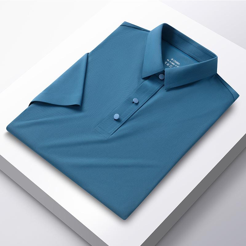 

Summer Seamless Non-iron Polo Shirt Short-sleeved Men s White T-shirt Vertical Sense Business Casual Work Clothes