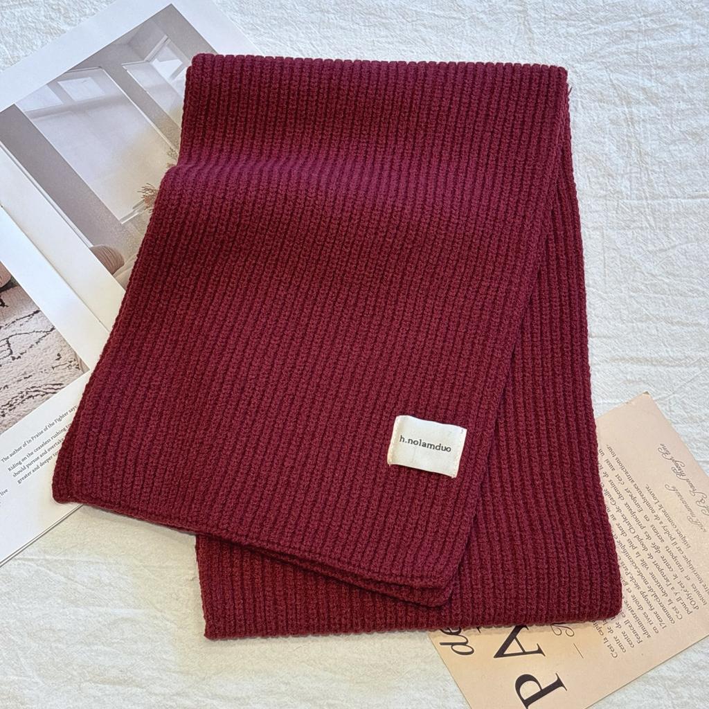 Solid color knitted scarf women's autumn and winter Korean version of student wool versatile warm thickened scarf couple trendy male couple