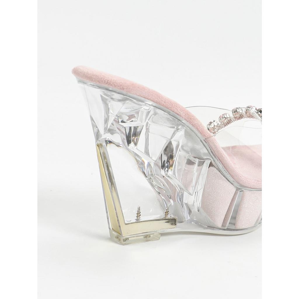 Damskie seksowne sandały na platformie Obcas 11CM Klub nocny Wysokie obcasy Modne Klub nocny Przezroczysty kryształ Bankietowy kryształ LFD-1101-Q2