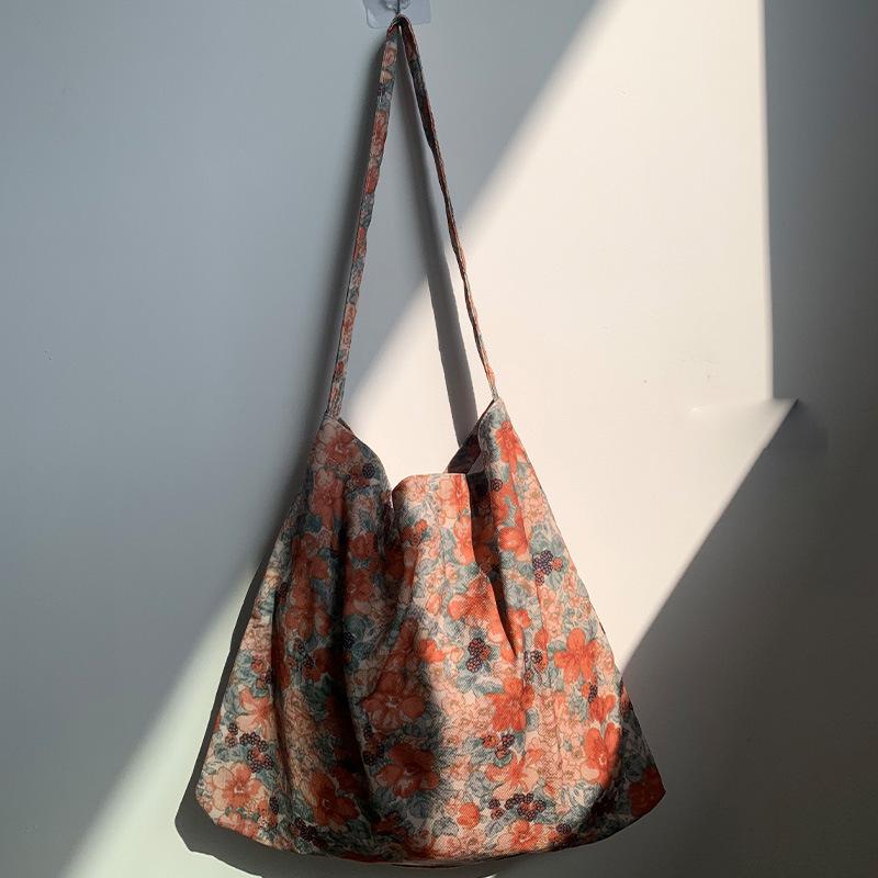 Schultertasche aus Kord-Canvas mit Leopardenmuster - Koreanischer Stil, Neues Sommer-College-Design