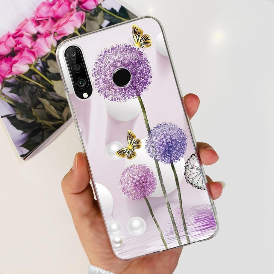 For Huawei P30 Lite Case 2020 Fashion Flower Bumper Soft Silicone Clear Cover For Huawei P30 Lite Pro Fundas P 30 P30Lite Hoesje