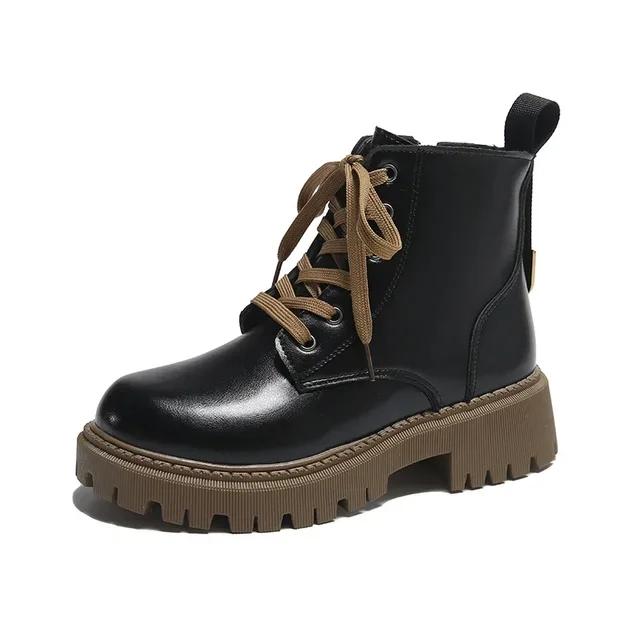 Fashion Women Boots Luxury British Style Women Ankle Boots Comfort Non-Slip Thick Sole Shoes High Quality Women Motorcycle Boots
