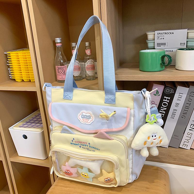 School bag cute dopamine messenger junior high school student girl high value handbag carrying book large capacity make-up class girl