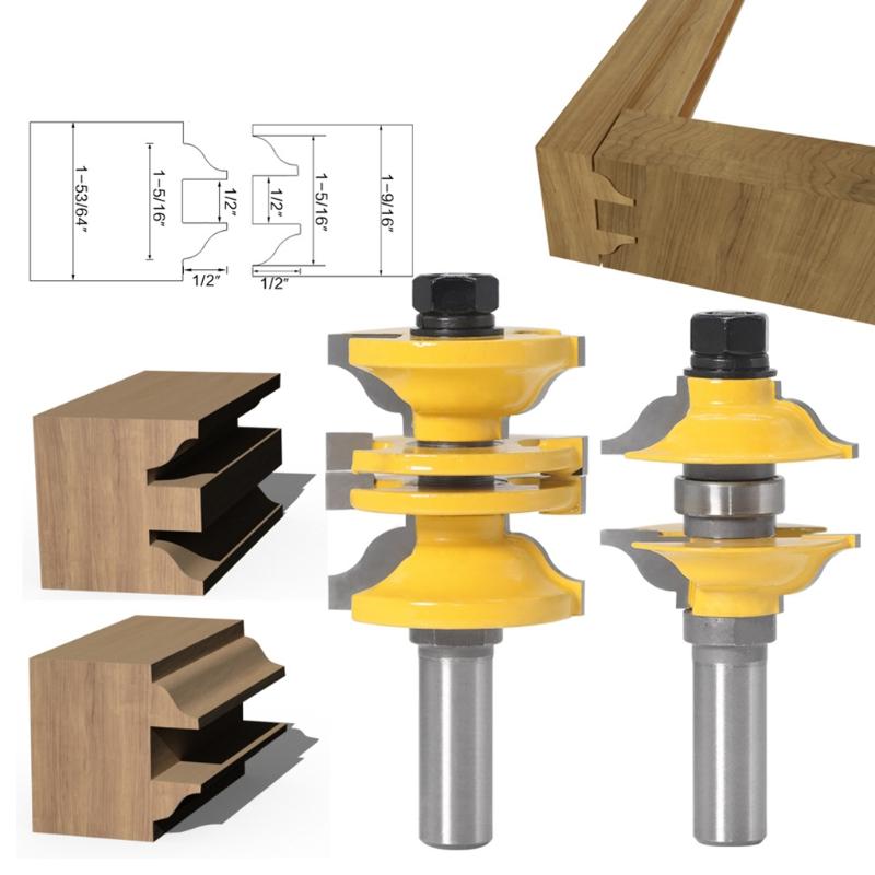 Praktický frézovací bit 1/2" 12mm stopka Vstupní a vnitřní dveřní profilovací fréza z kalené oceli pro dřevoobráběcí nástroj