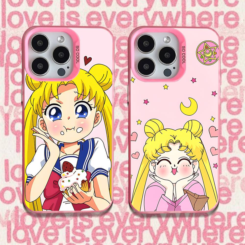 Handyhülle für iPhone 17, 16, 15, 14, 13, 12, 11, Pro, XS, Max, Plus, Mini, SE Anime S-Sailor-M-Moon Pink Candy Matte Shockproof Cover