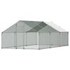 Metal Chicken Coop, 9.8x19.6x6.5 Ft Large Walk-in Chicken Runs with Cover, Spire Roof Hen House Enclosure with Security Lock, Outdoor Duck Rabbit Cage