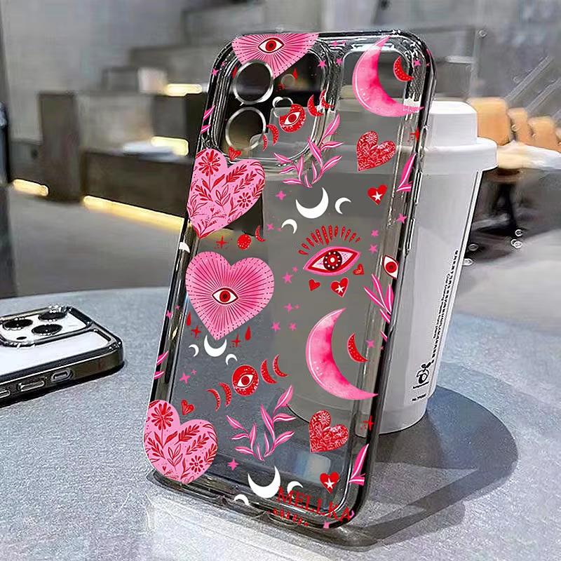 

Love Heart Leaves Pattern Phone Case For iPhone 17 Pro Max 16 15 Pro 14 13 Mini 12 11 XR XS 17Air 16 Plus Clear Bumper Cover iPhone 14 Pro Max