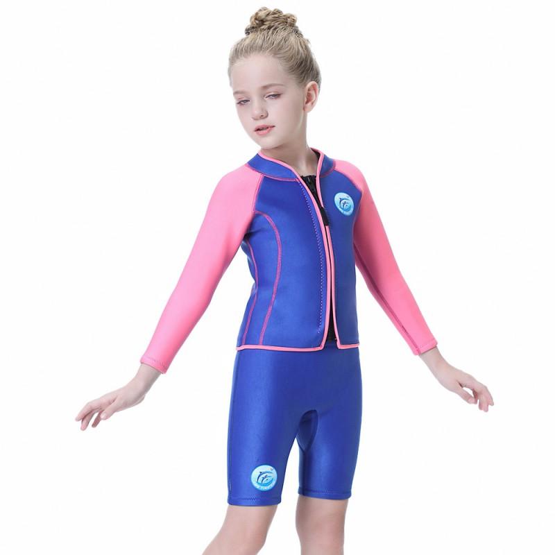 Kinder Taucheranzug 2,5MM Split Warm Badeanzug Jungen Mädchen Langarm Schnorcheln Surfen Quallen R009