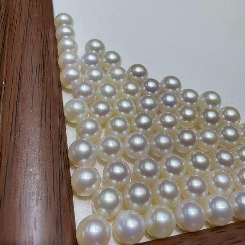 Zhuji 8-9mm Freshwater Pearl Loose Beads, 5A Grade, Near Flawless, Round, Semi-finished.