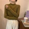 High-end knitted sweater women's semi-turtleneck bottoming shirt spring unique cuff design inner top