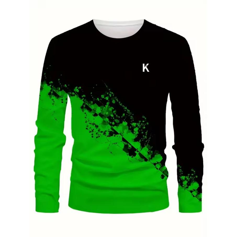 Spring Autumn Men Clothes Fashion Long Sleeve Round Neck Casual T Shirt Men Sport 3D Digital Print Street Style Sport Tops