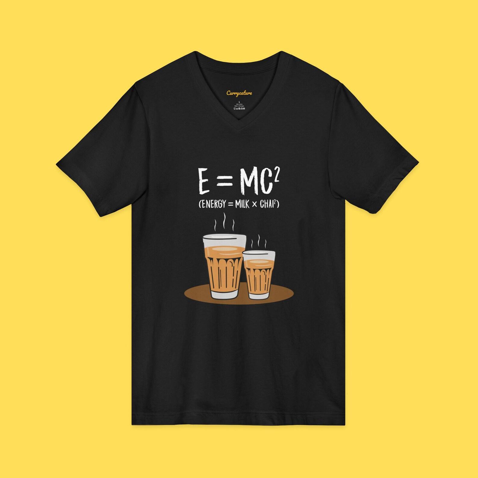 Energy = Milk X Chai V-Neck Tee | Chai cotton tshirt S