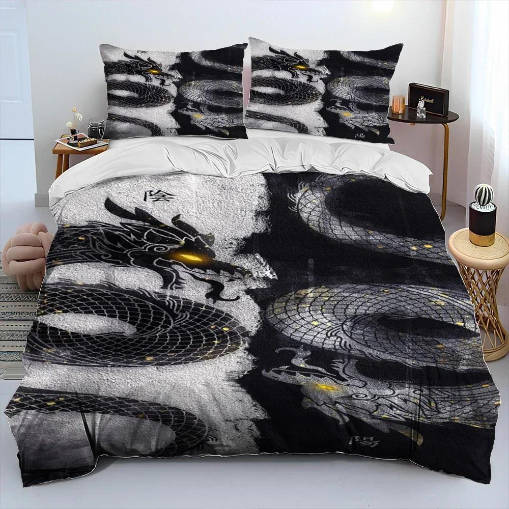Dragon Cartoon Comforter Bedding Set,Duvet Cover Bed Set Quilt Cover Pillowcase,King Queen Size Bedding Set For Adult Child Gift