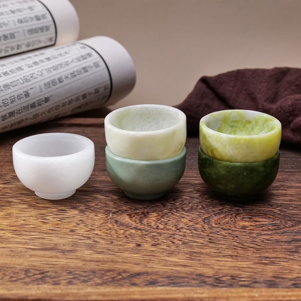 1pc Natural crystal original stone jade tea cup Kung fu cup white jade Xiuyan jade wine cup tea set Lantian jade cup amethyst