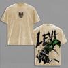 Camiseta Levi Estampada Attack On Titan Roupas Anime Masculinas Manga Curta Algodão Camisetas Lavagem Vintage Camiseta Harajuku Oversized