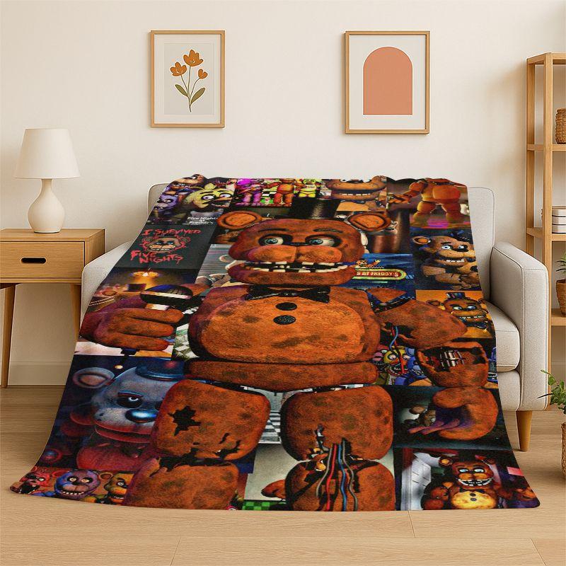 Coperta morbida in flanella F-FNAF Freddy per giochi horror, Coperta calda e accogliente per letto, divano, sofà, camera da letto, soggiorno, viaggi, picnic
