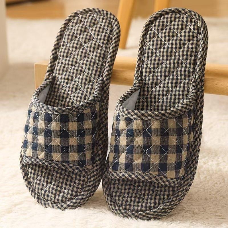 New Four Seasons Cotton Non-slip Fabric Bottom Cloth Slippers Men's and Women's Indoor Household Mute Wooden Floor