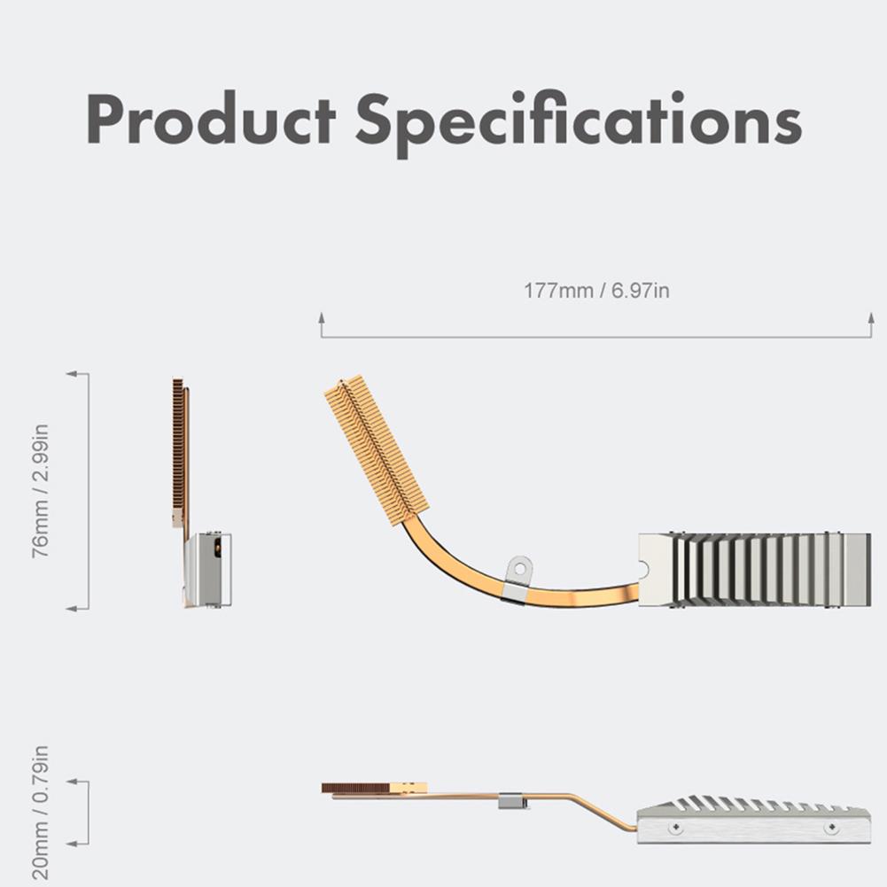 For PS5 SSD Heatsink M.2 NVMe 2280 Heat Sink Extended Copper Pipe SSD Cooler Radiator with Thermal Pad for Sony Playstation 5