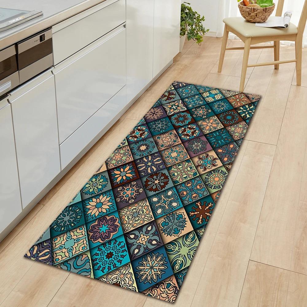 Bohemian Retro Mandala Pattern Home Kitchen Floor Mat Door Front Decoration Floor Mat