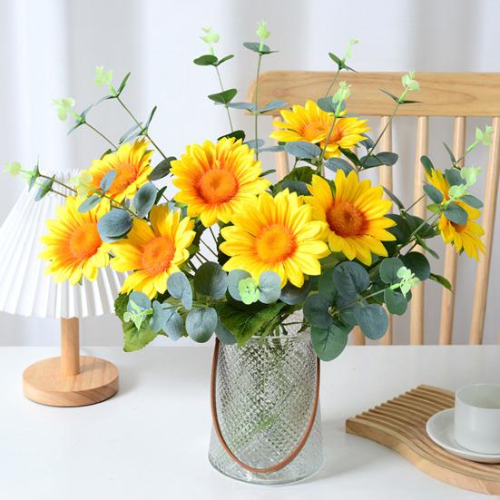 19 Inch Artificial Sunflower Long Stem Fake Large Sunflowers Decoration for Indoor Outdoor Home Wedding Baby Shower Birthday