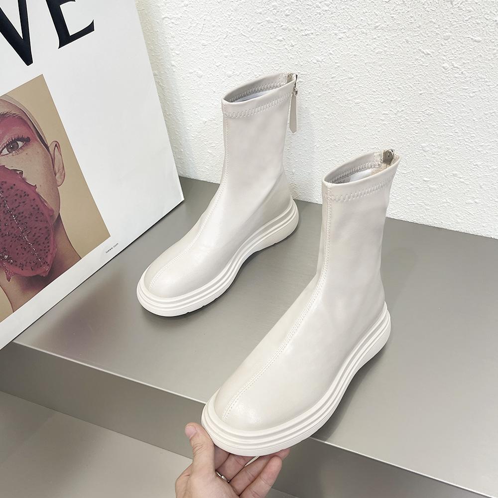 Season platform boots women's Martin boots white women's shoes skinny boots women's cotton shoes velvet women's short boots