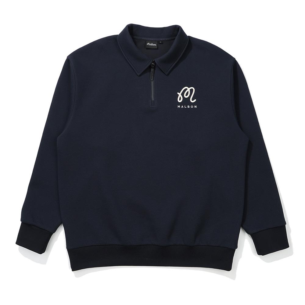 MALBON GOLF Essential Half-Zip Collared Sweatshirt Dark Navy (Man)