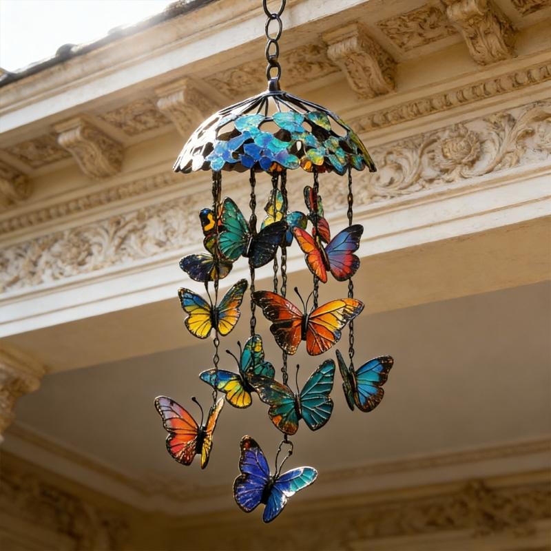 Butterfly Wind Chimes Producing Clear Tone for Balconies and Garden Creating a Peaceful Artistic Iron Design