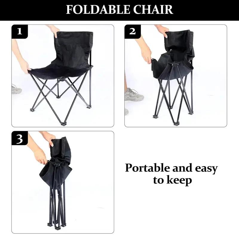 Outdoor Foldable Chair Camping Chair with Side Pocket Picnic Oxford Cloth Chairs Portable Beach Fishing Chairs Camping Chairs