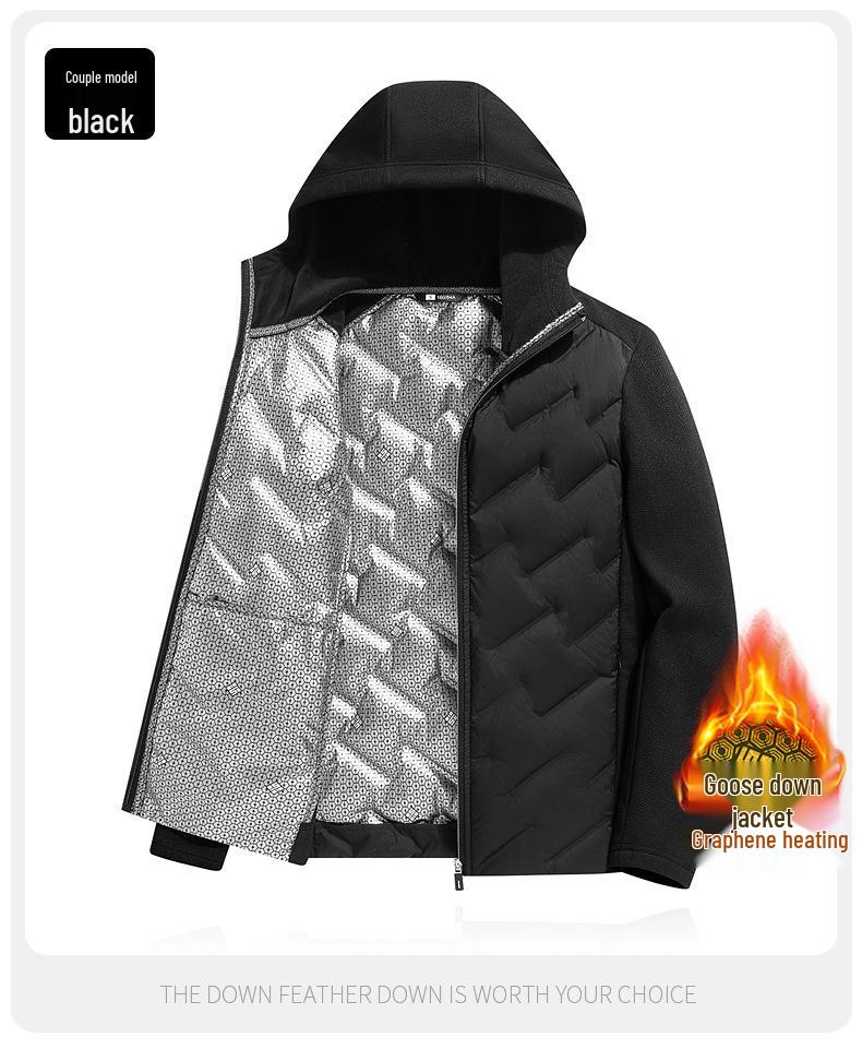Men's & Women's Hooded Graphene Down Jacket - 90% Goose Down, Lightweight, Fashionable, Warm, Casual Couple Style for Autumn/Winter