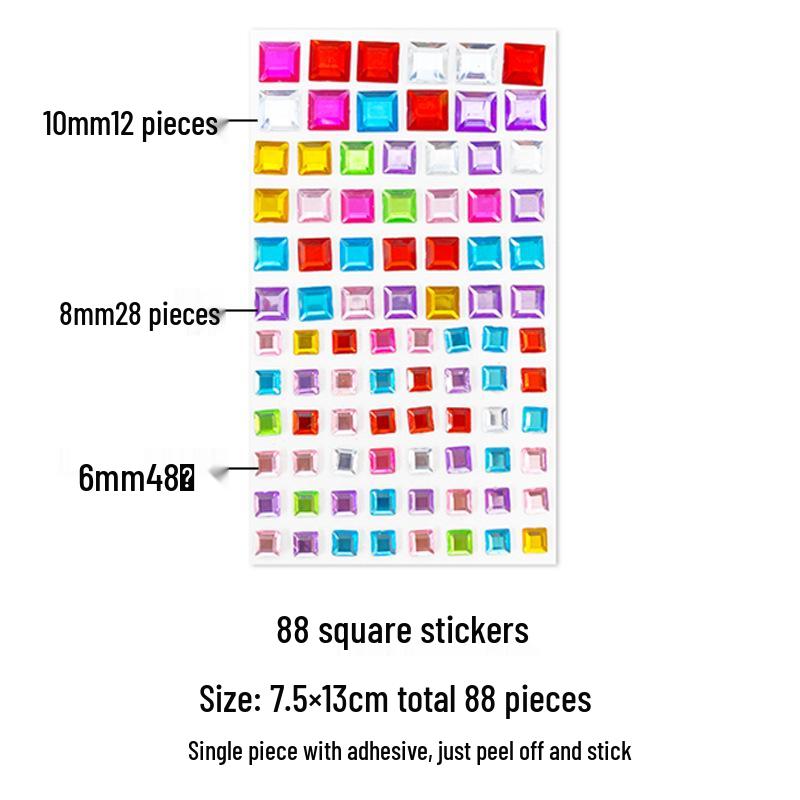 Gem Stickers: Kids' 3D Acrylic Crystal DIY Rhinestone Decorations, Colorful Cross-Border Designs for Girls