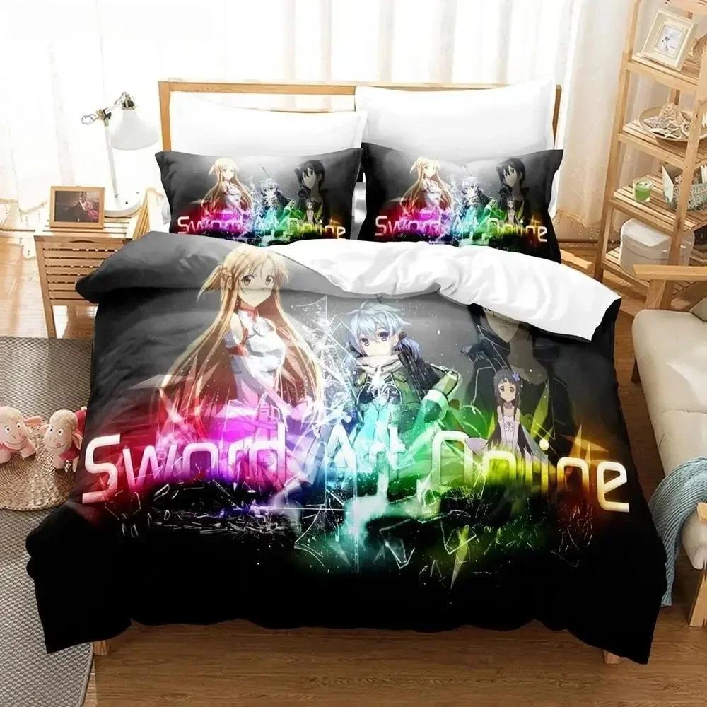 Anime Sword Art Online Beding Sets Home Textile Pilow Case 3D Bed Soft Duvet Covers Children Kids Gift Bed Linen Set Home Textiles Beding