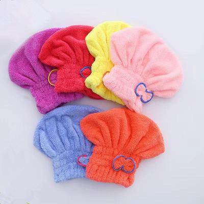 Turbante Asciugacapelli in Pile di Corallo ad Asciugatura Rapida con Fiocco per Donna