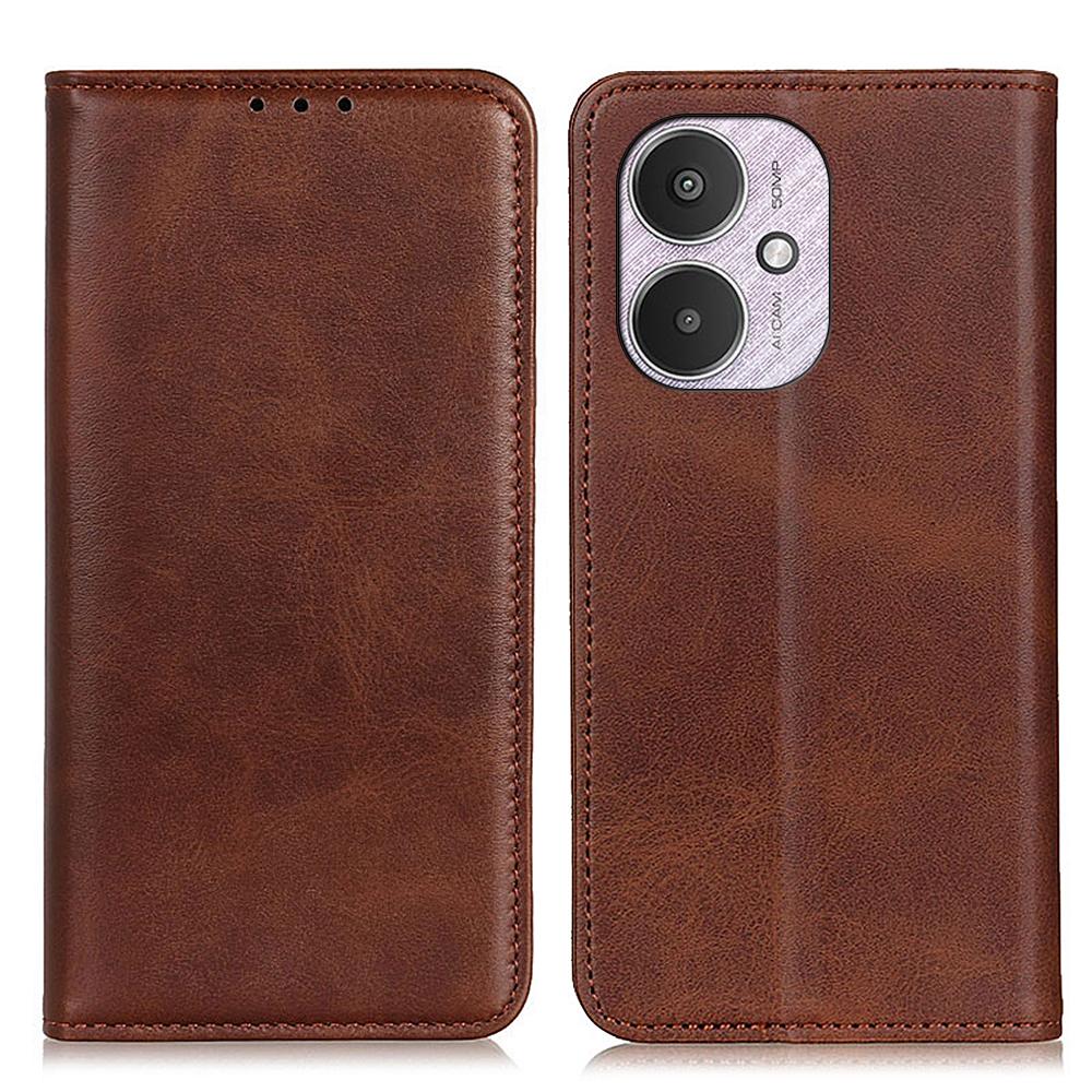 

For Xiaomi Redmi 13C 4G/13C 5G/Poco C65 4G/Poco M6 5G/13R 5G Case Split Leather Magnetic Auto-Absorbed Phone Cover Coffee