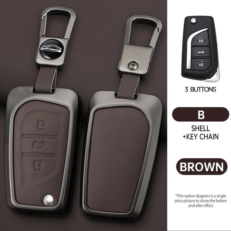 2/3/4 Button Zinc Alloy Car Key Cover Case Auto Shell Holder Protector Fob For Toyota Aygo Yaris Highlander Camry Rav4 Keychain