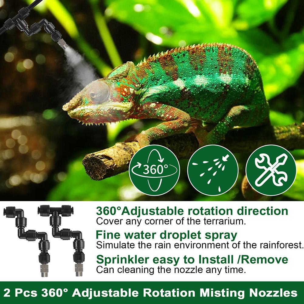 Automatic Reptile Humidifiers with Timer & 360°Adjustable Nozzles Auto Controller Spray Kit System for Terrariums Amphibian