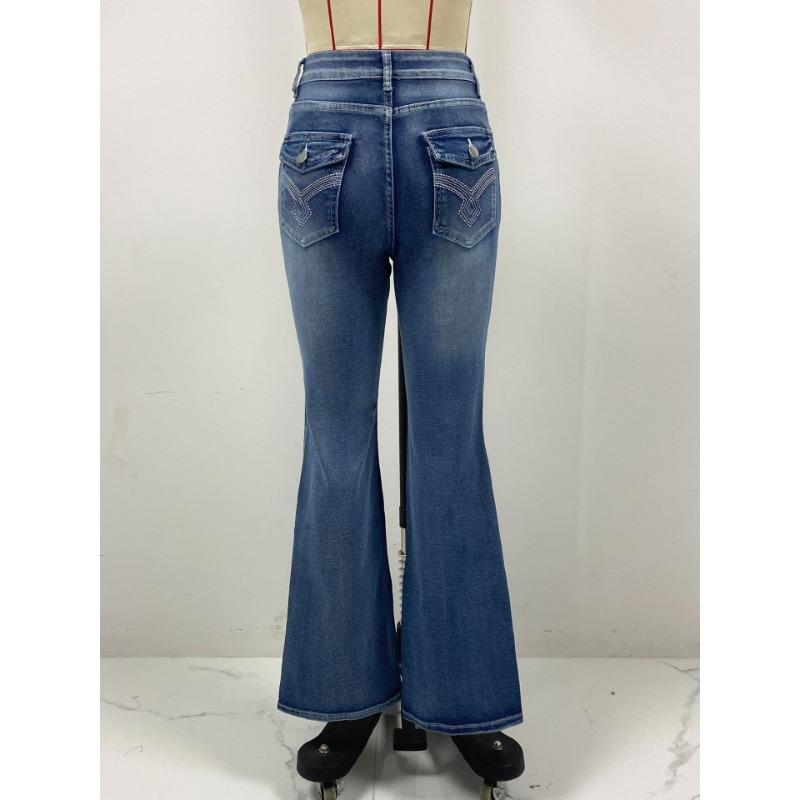 Retro Spice Girls Jeans Women Skinny Slim High Stretch Micro Flare Pants